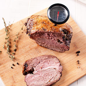 pork with meat thermometer